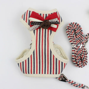Striped Small Dog Harness and Leash Set  Cat Harness
