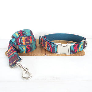 Vintage Pattern Designer Dog Collar And Leash