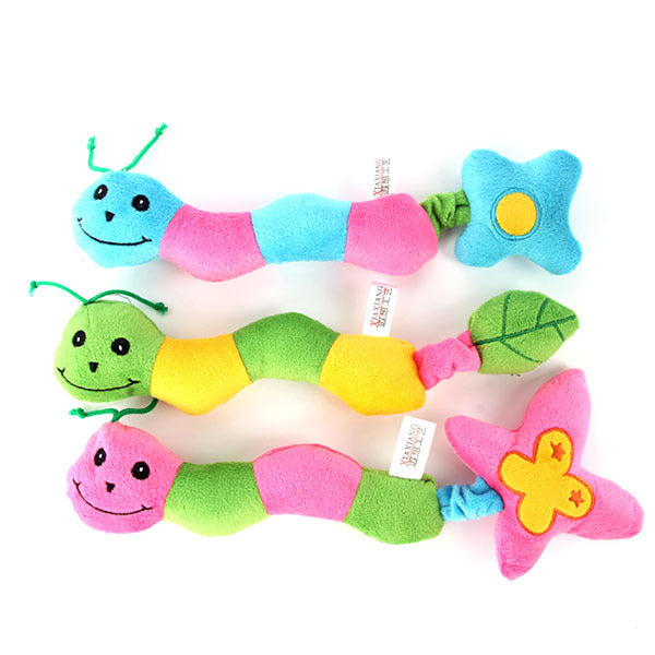 Plush Caterpillar Squeaky Dog Toy or Cat Toy